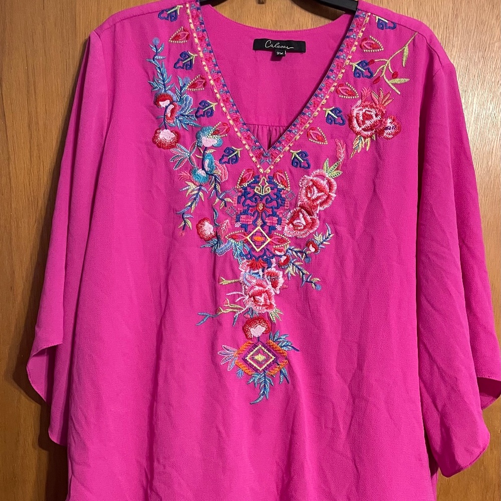 Calessa Pink Embroidered Top